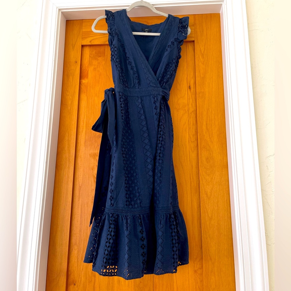 Wrap Waist Eyelet Dress